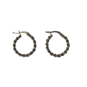 925 Sterling Silver Twisted Rope Hinged Hoop Earrings Signed HANIN